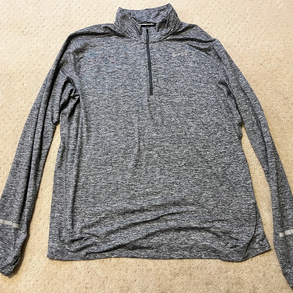 Nike Sweater Mens XL Grey Running Dri Fit Element 1/4 Zip Pullover